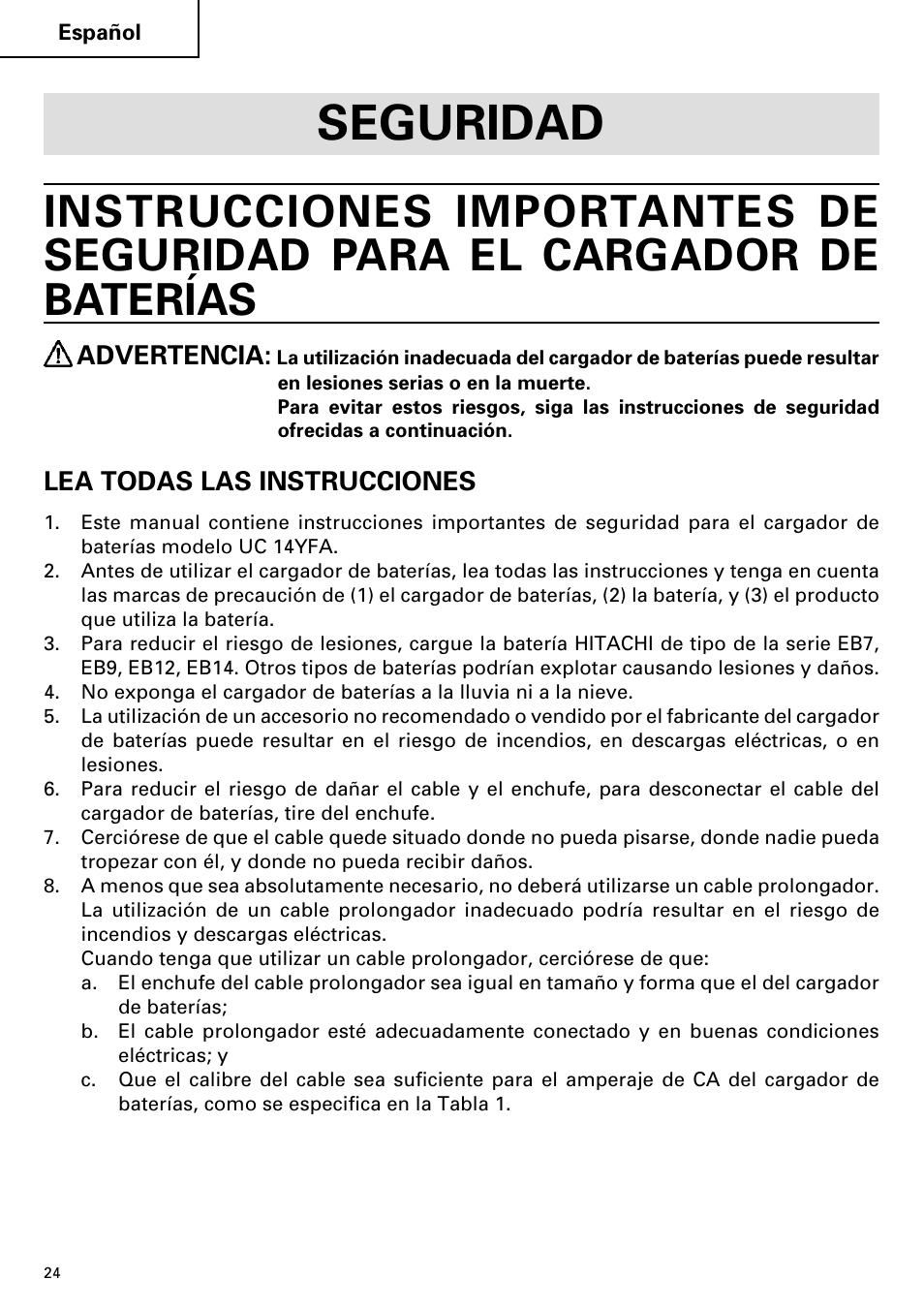 Seguridad, Advertencia, Lea todas las instrucciones | InFocus UC 14YFA User Manual | Page 24 / 34