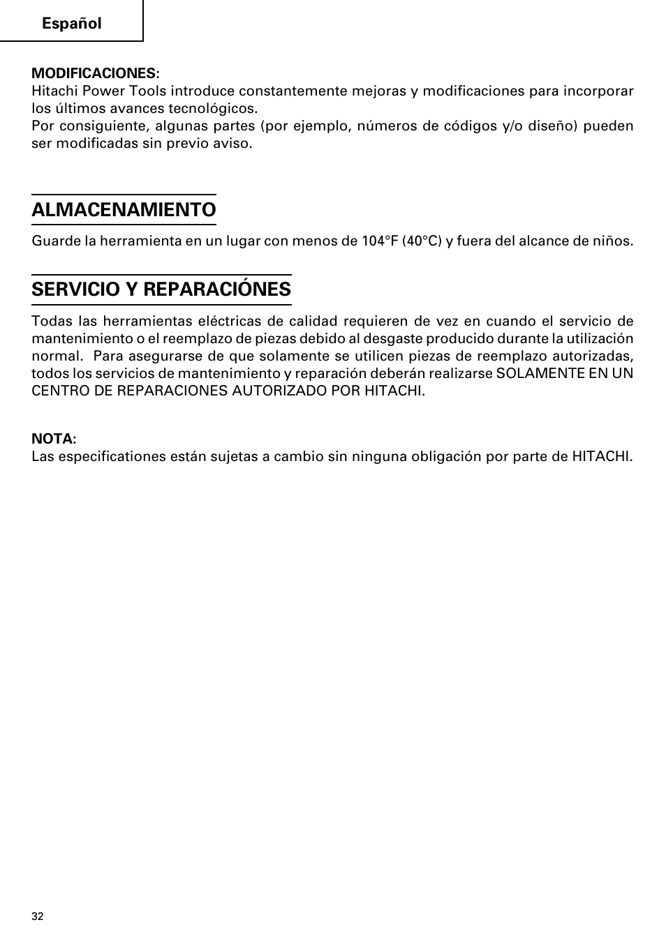 Almacenamiento, Servicio y reparaciónes | InFocus UC 14YFA User Manual | Page 32 / 34