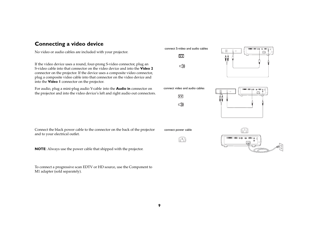 Connecting a video device | InFocus IN37 User Manual | Page 10 / 39