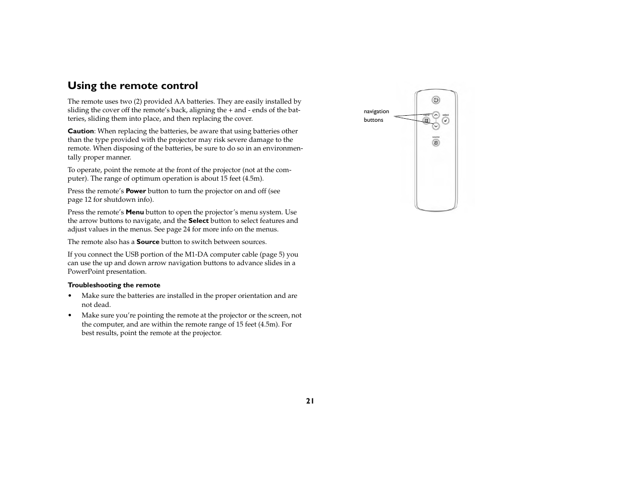 Using the remote control | InFocus IN37 User Manual | Page 22 / 39