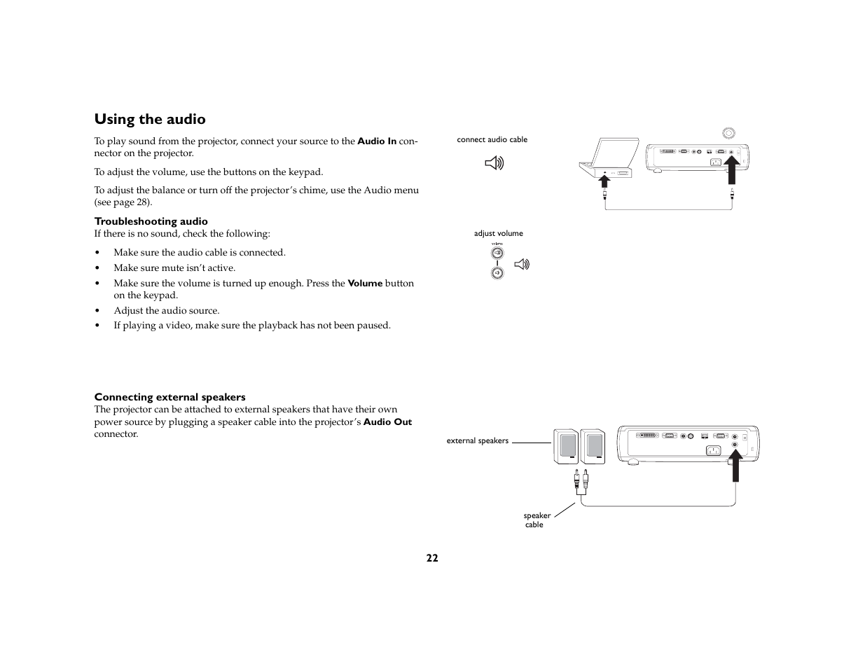 Using the audio | InFocus IN37 User Manual | Page 23 / 39