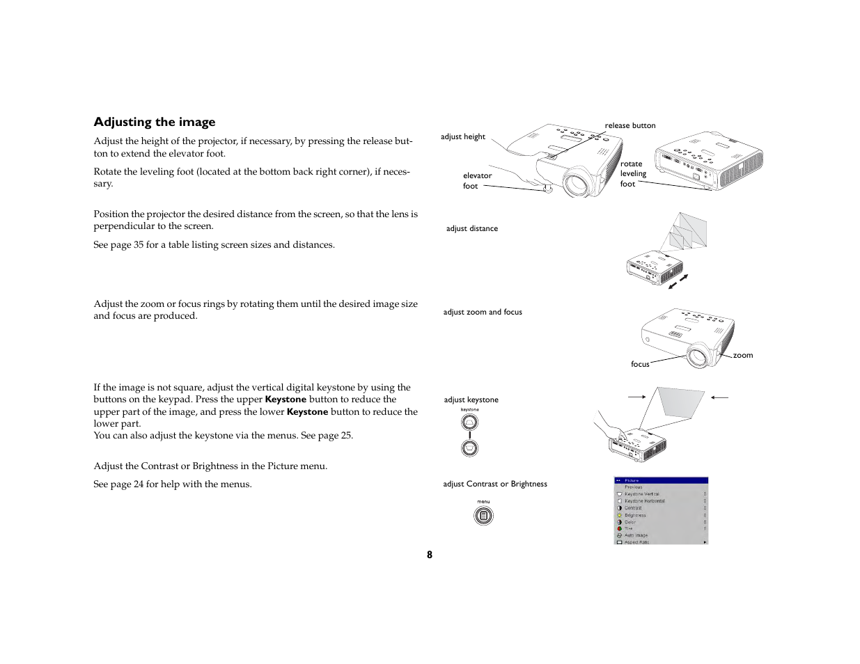 Adjusting the image | InFocus IN37 User Manual | Page 9 / 39