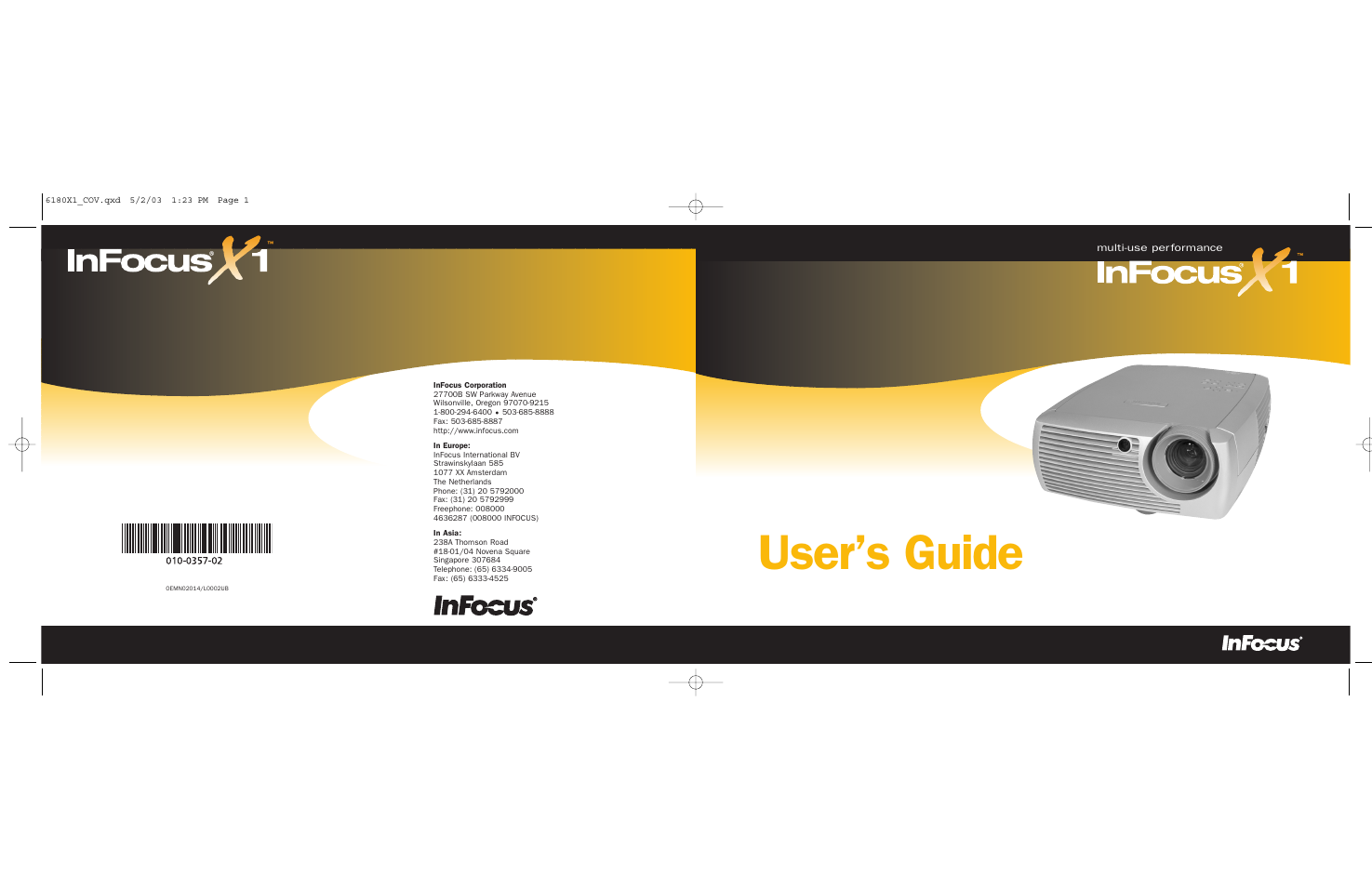 InFocus X1 User Manual | 49 pages