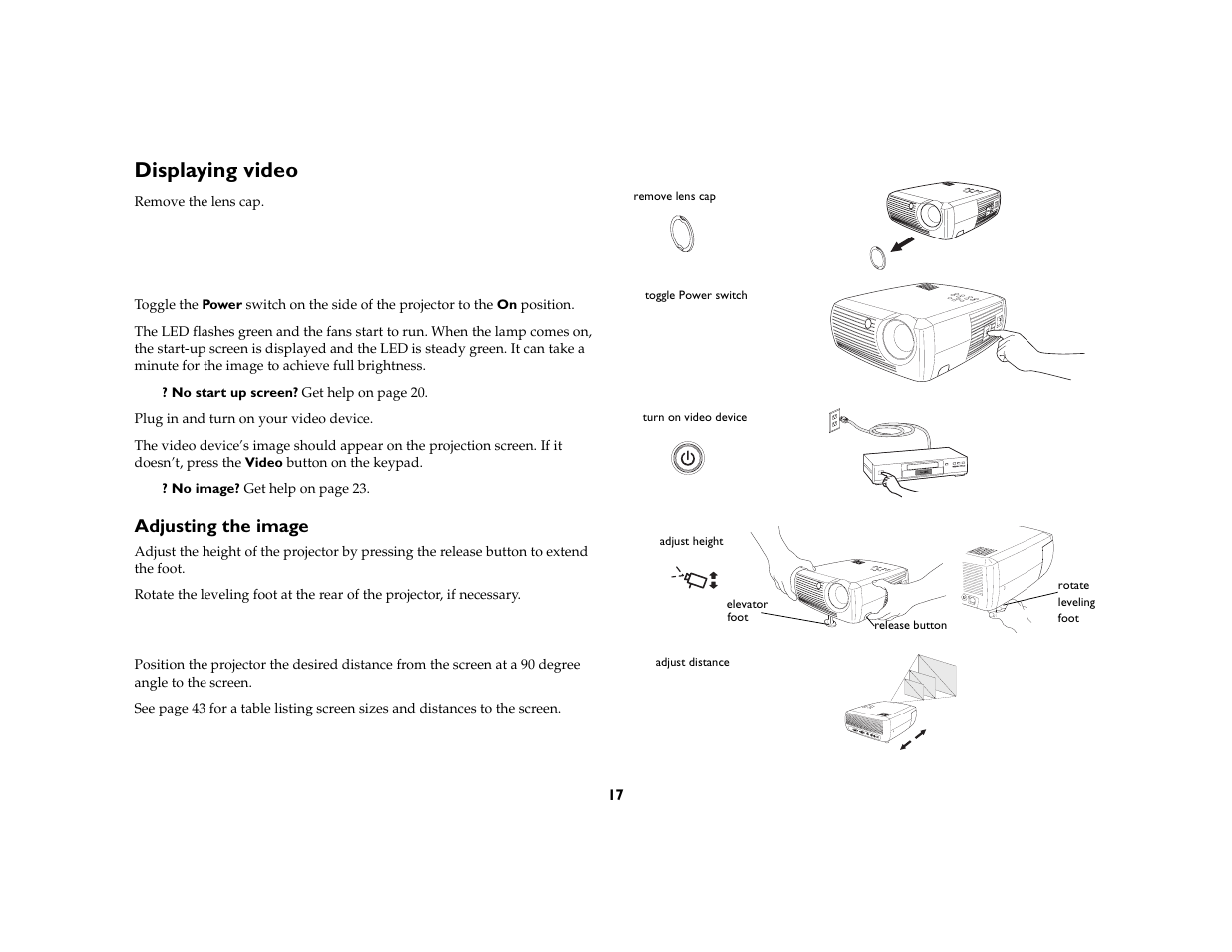 Displaying video, Adjusting the image | InFocus X1 User Manual | Page 17 / 49