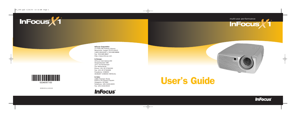 User’s guide | InFocus X1 User Manual | Page 49 / 49