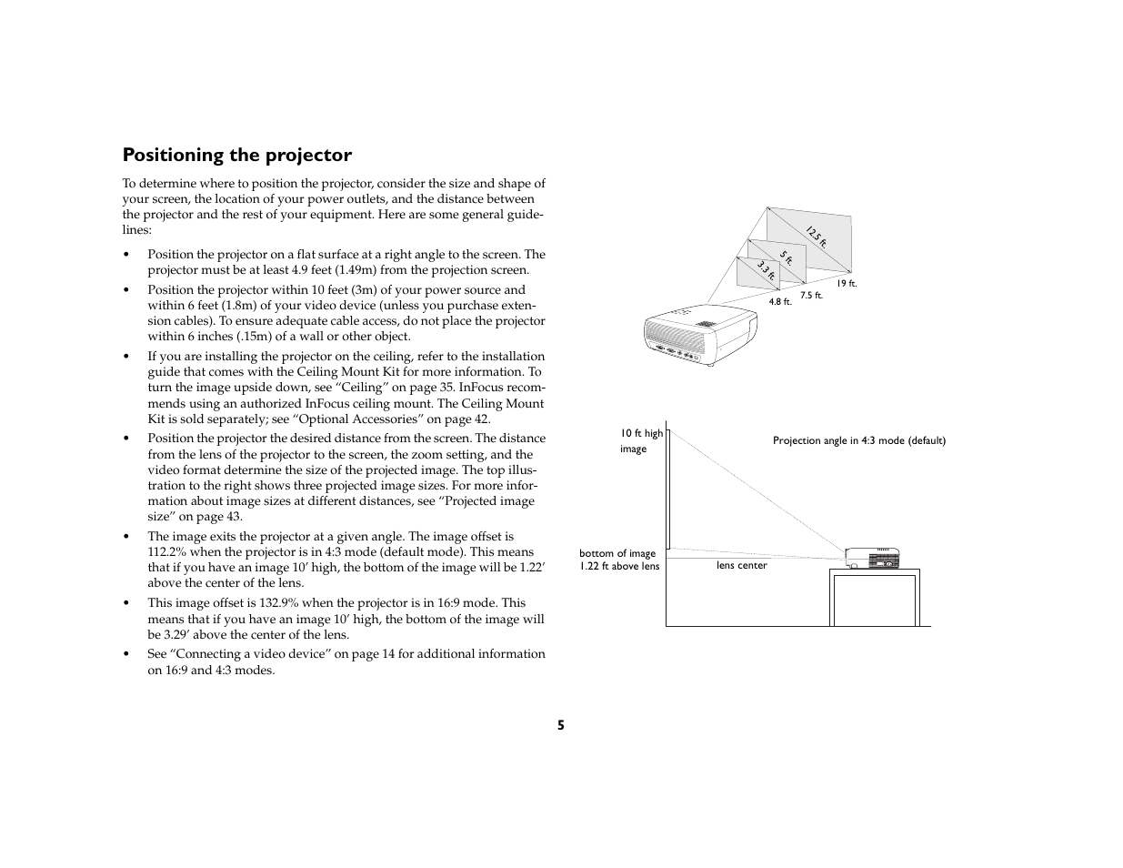 Positioning the projector | InFocus X1 User Manual | Page 5 / 49