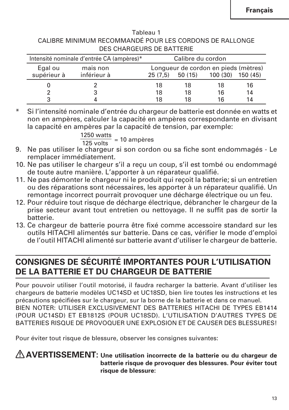 Avertissement | InFocus UC 18SD User Manual | Page 13 / 32