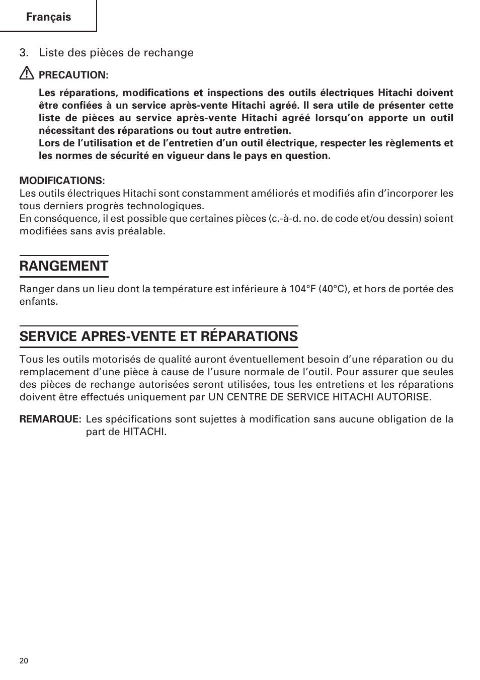 Rangement, Service apres-vente et réparations | InFocus UC 18SD User Manual | Page 20 / 32