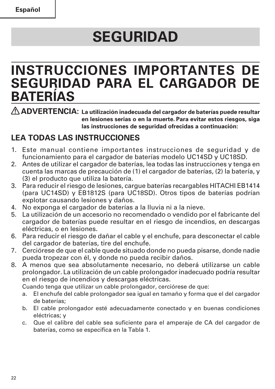 Seguridad, Advertencia, Lea todas las instrucciones | InFocus UC 18SD User Manual | Page 22 / 32