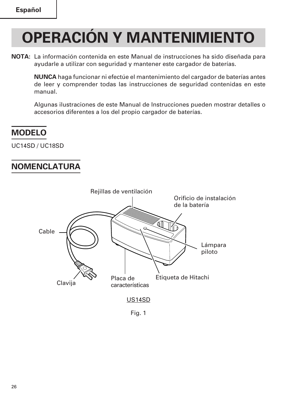 Operación y mantenimiento, Modelo, Nomenclatura | InFocus UC 18SD User Manual | Page 26 / 32