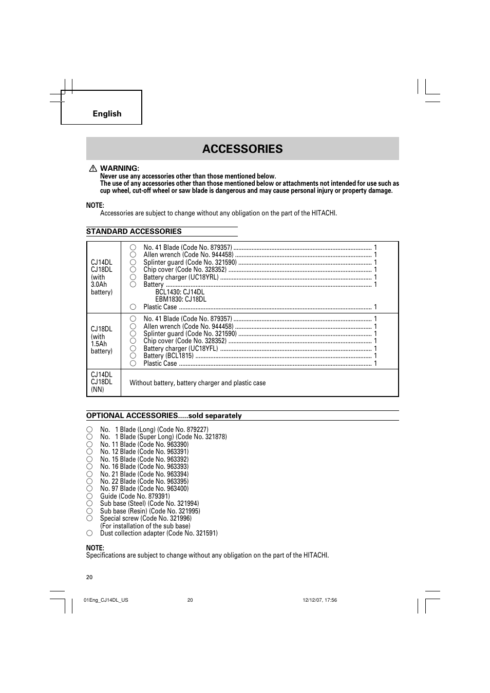 Accessories | InFocus CJ 14DL User Manual | Page 20 / 64