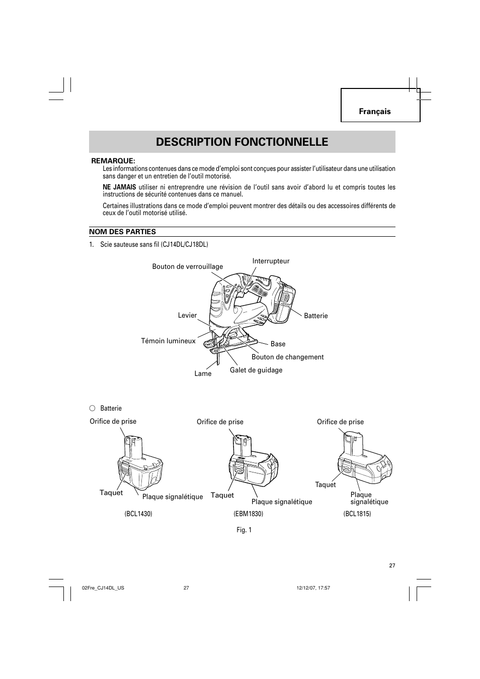Description fonctionnelle | InFocus CJ 14DL User Manual | Page 27 / 64