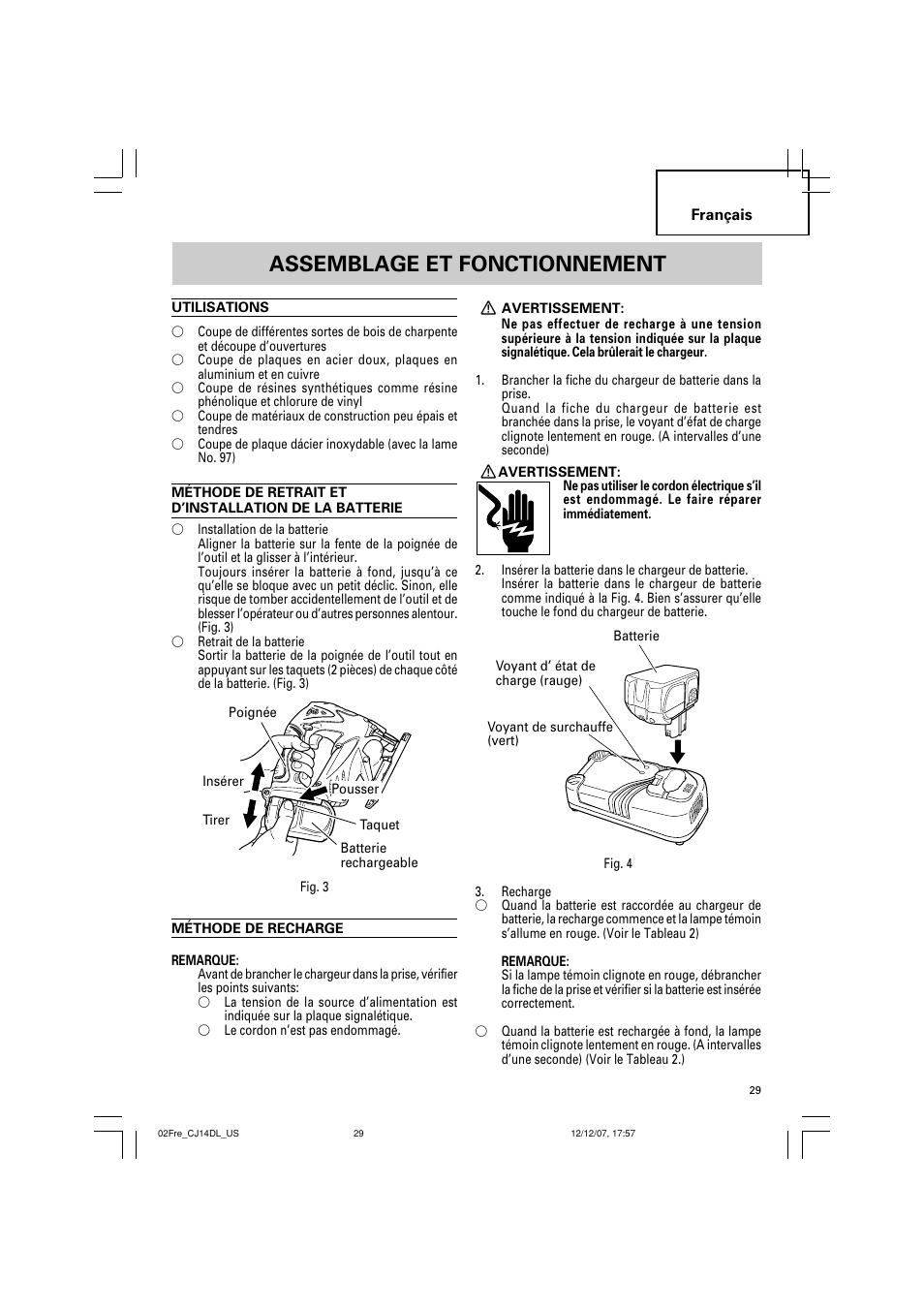 Assemblage et fonctionnement | InFocus CJ 14DL User Manual | Page 29 / 64