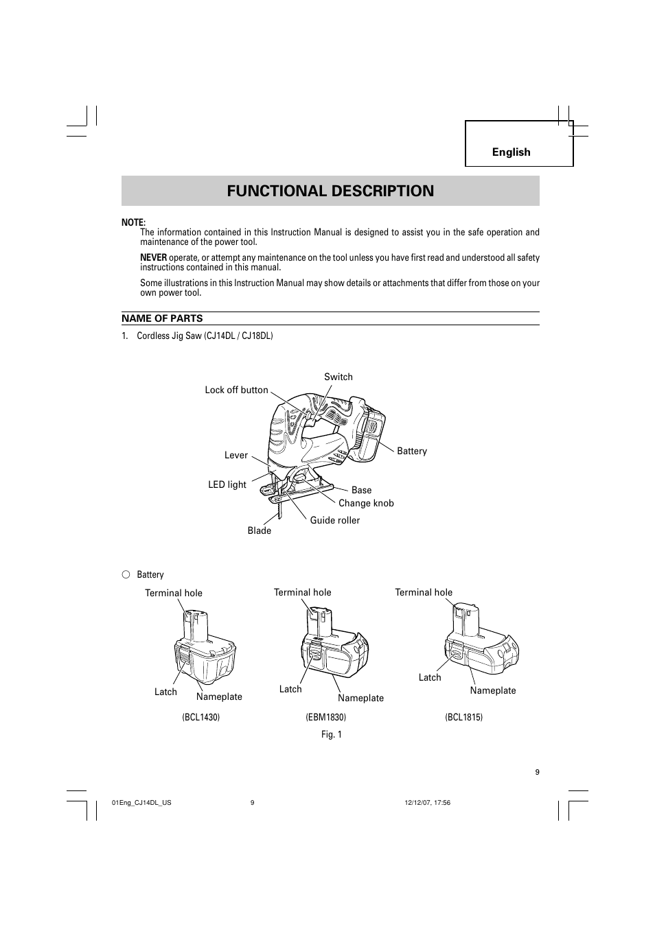 Functional description | InFocus CJ 14DL User Manual | Page 9 / 64