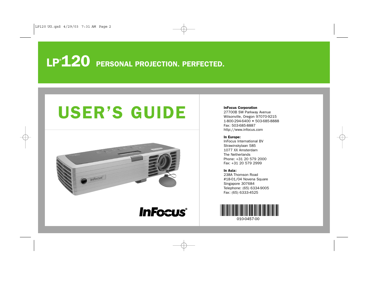 InFocus LP 120 User Manual | 3 pages