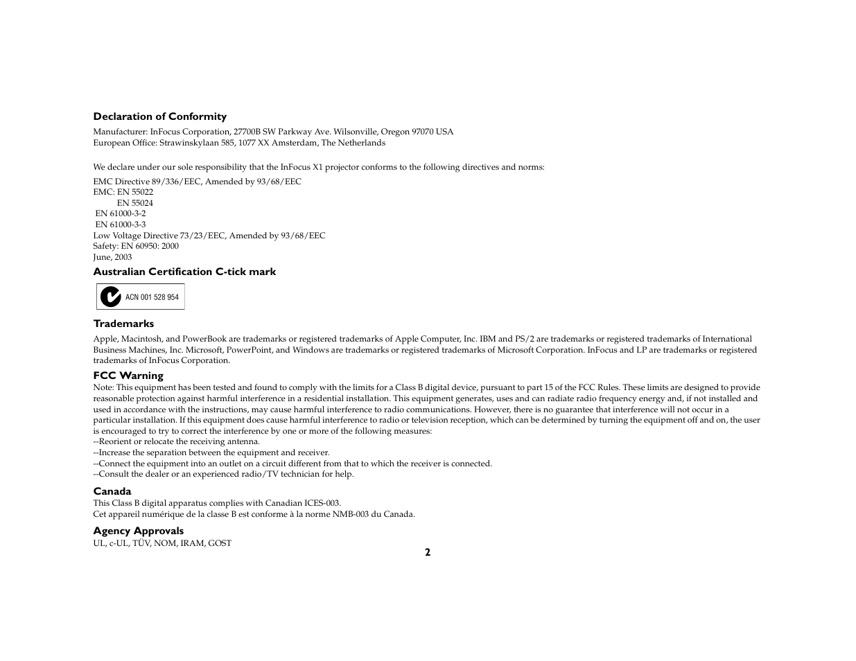 InFocus X1 User Manual | Page 3 / 50