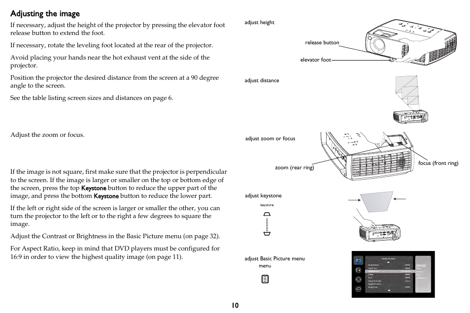 Adjusting the image | InFocus DISPLAY LINK IN3902LB User Manual | Page 11 / 51