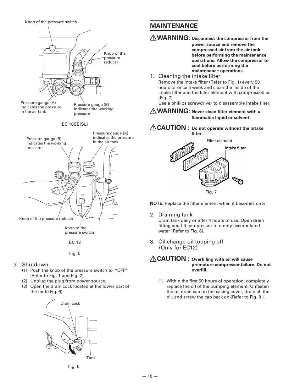 Maintenance warning, Warning, Caution | InFocus EC 10SB (SL) User Manual | Page 10 / 18