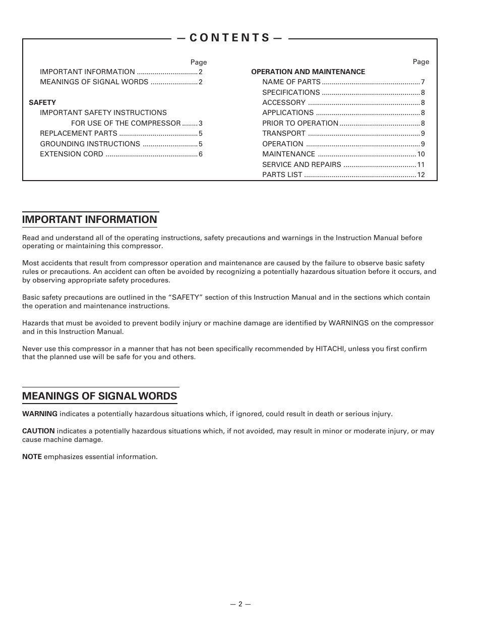 Important information, Meanings of signal words | InFocus EC 10SB (SL) User Manual | Page 2 / 18