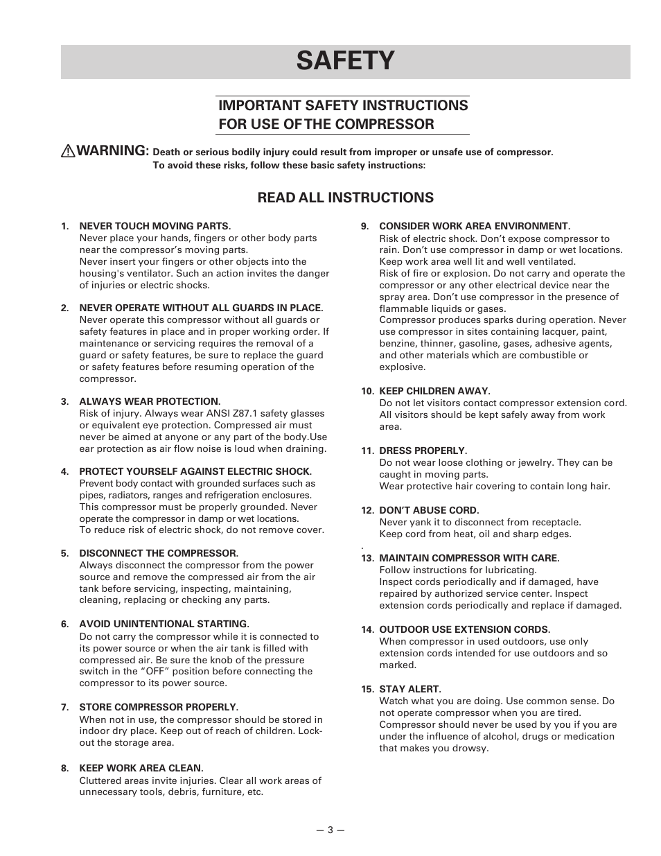 Safety, Read all instructions | InFocus EC 10SB (SL) User Manual | Page 3 / 18