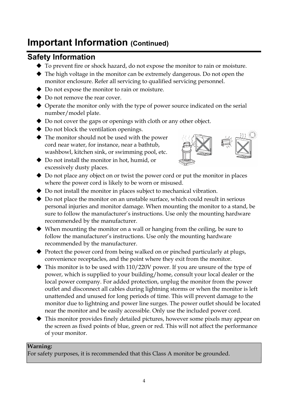 Safety information, Important information | InFocus ST-HB55A User Manual | Page 5 / 39