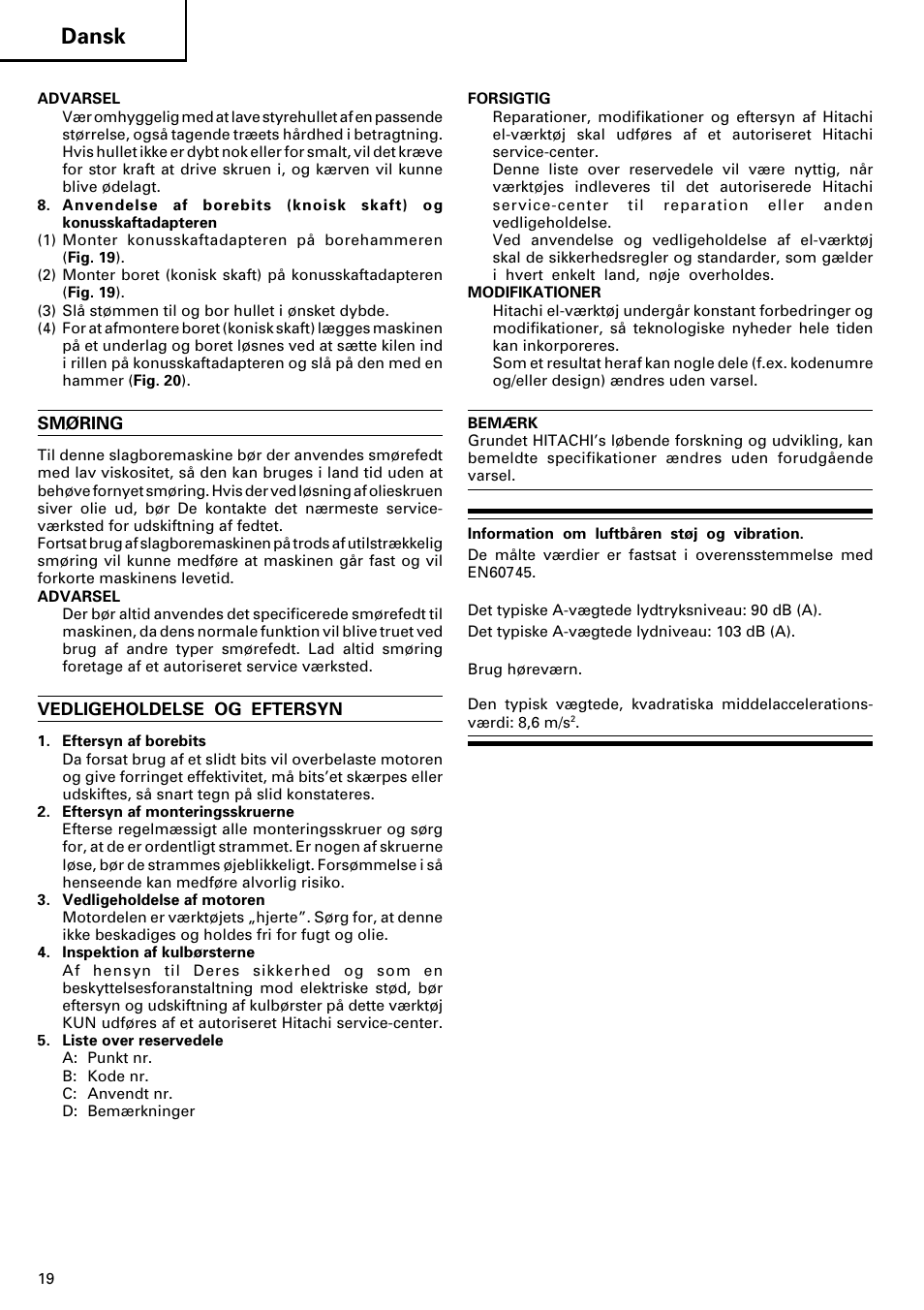 Dansk | InFocus DH 24PD2 User Manual | Page 20 / 46