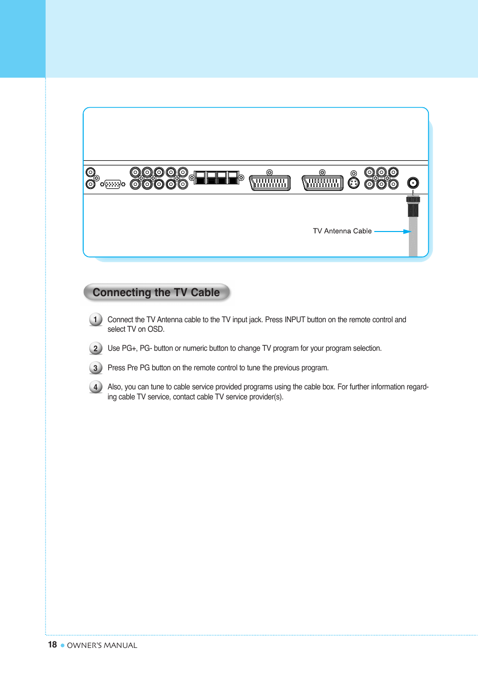 Connecting the tv cable | InFocus TD40 PAL User Manual | Page 19 / 55