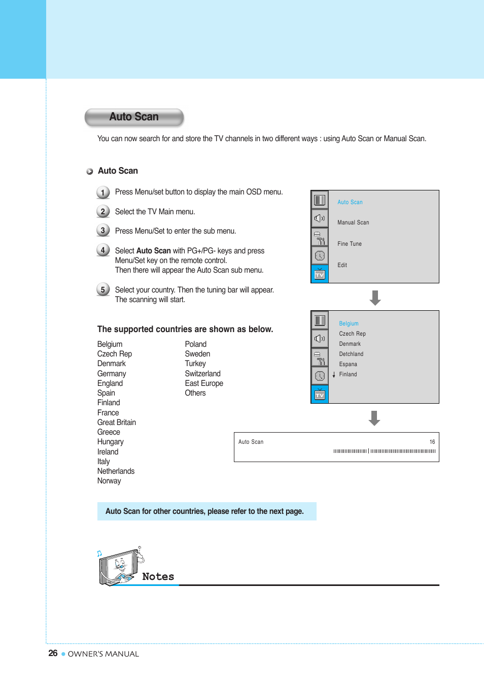 Setting the channel, Auto scan | InFocus TD40 PAL User Manual | Page 27 / 55