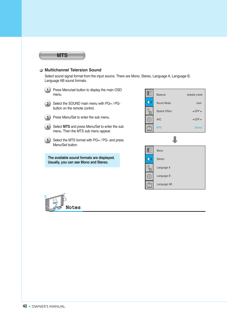 Setting the sound | InFocus TD40 PAL User Manual | Page 43 / 55