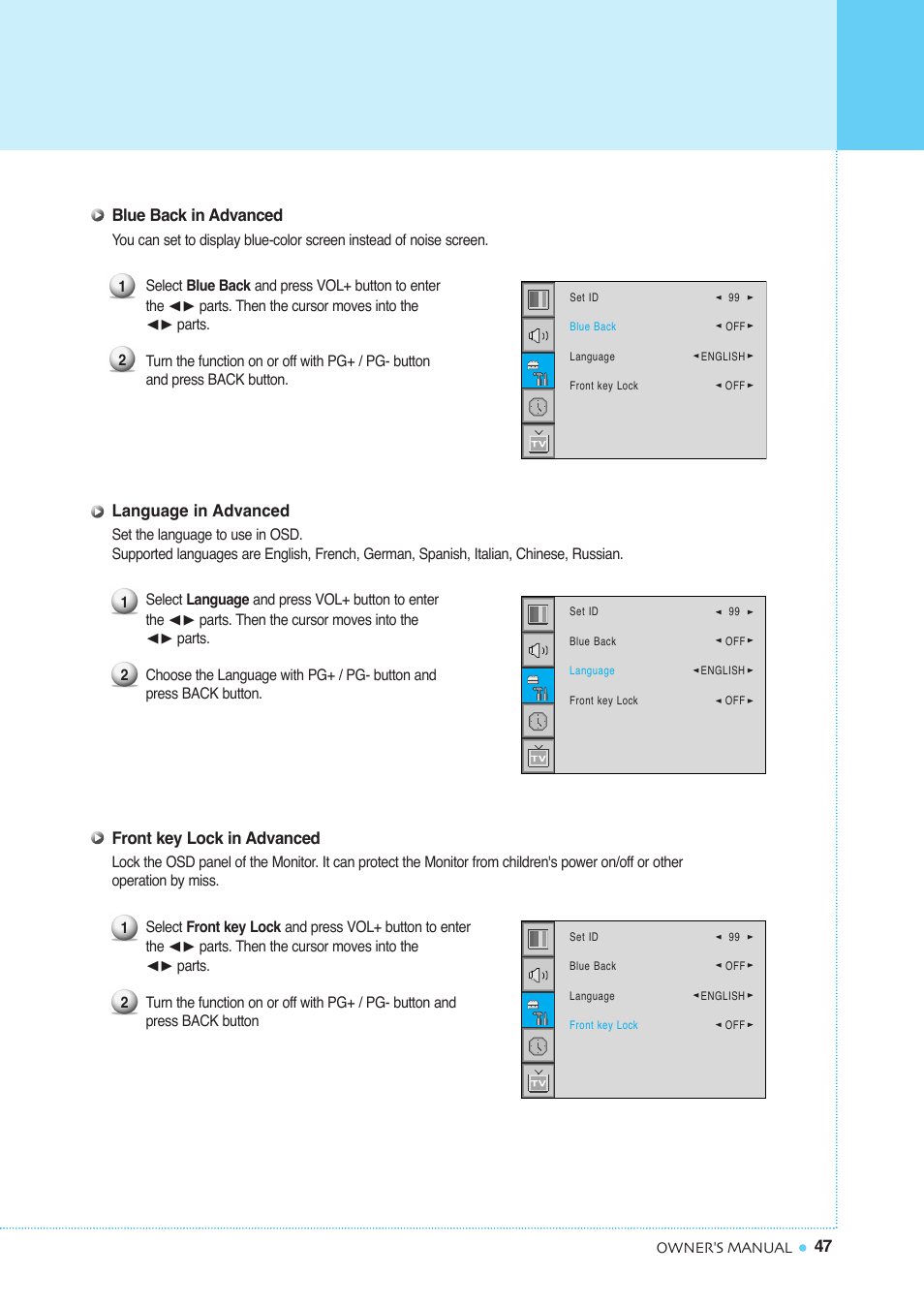 Setting the others | InFocus TD40 PAL User Manual | Page 48 / 55