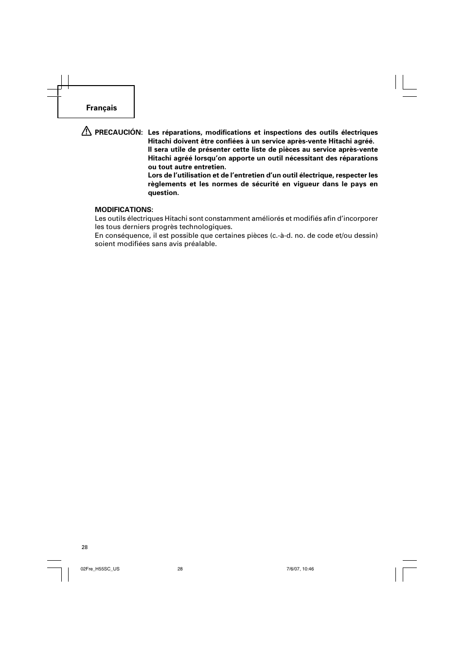 Français | InFocus H55SC User Manual | Page 28 / 48