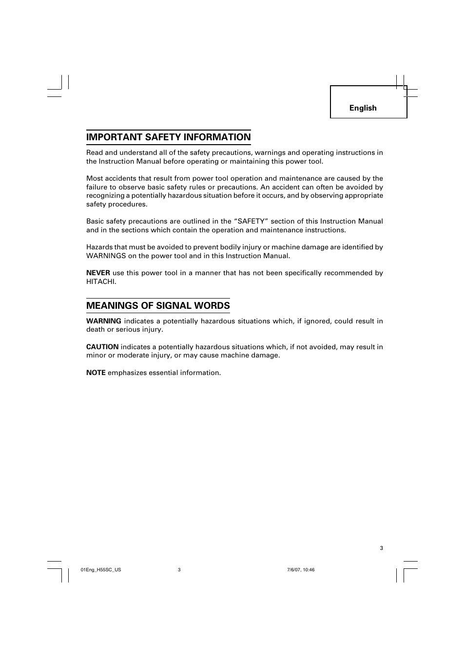 Important safety information, Meanings of signal words | InFocus H55SC User Manual | Page 3 / 48