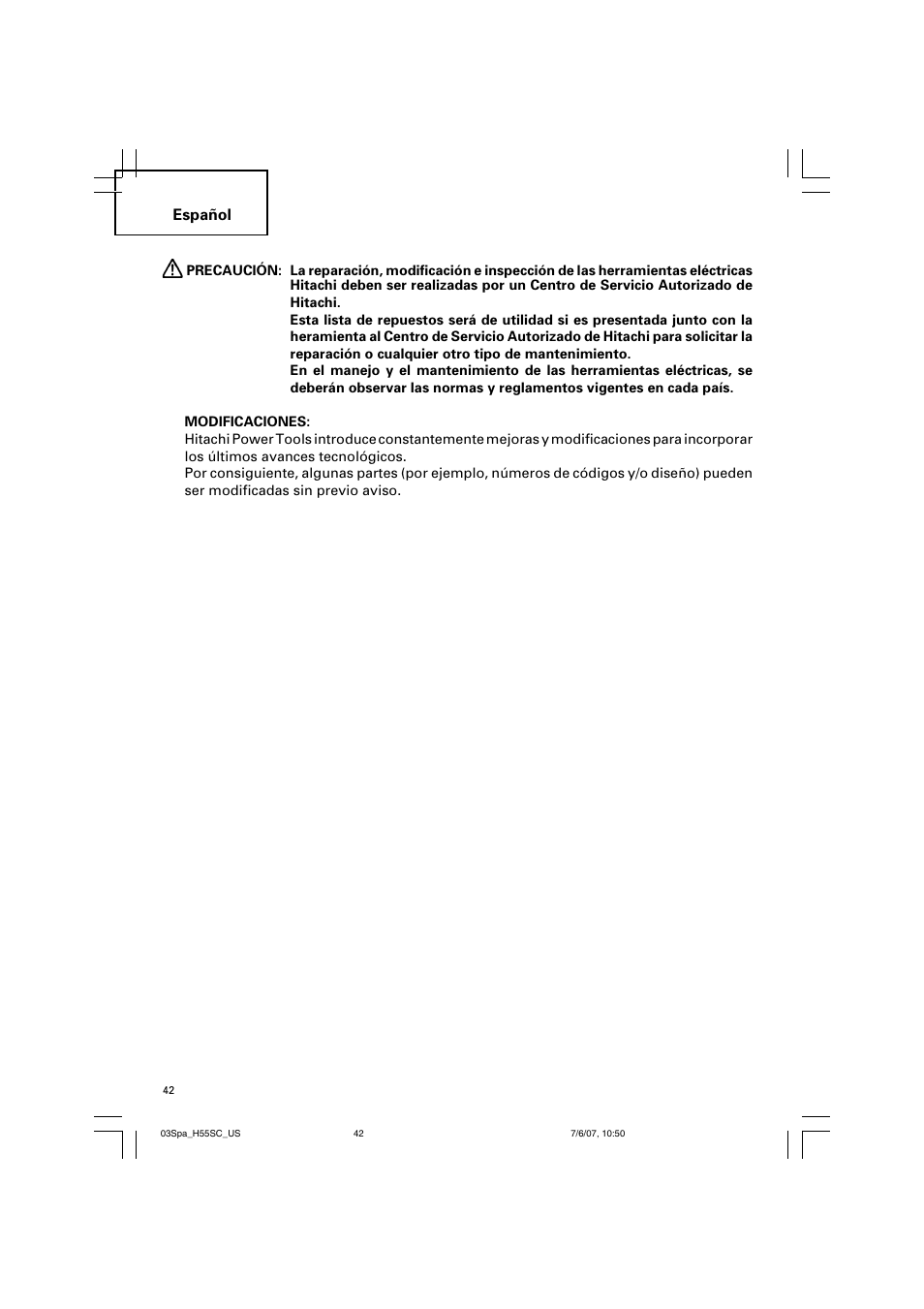 Español | InFocus H55SC User Manual | Page 42 / 48