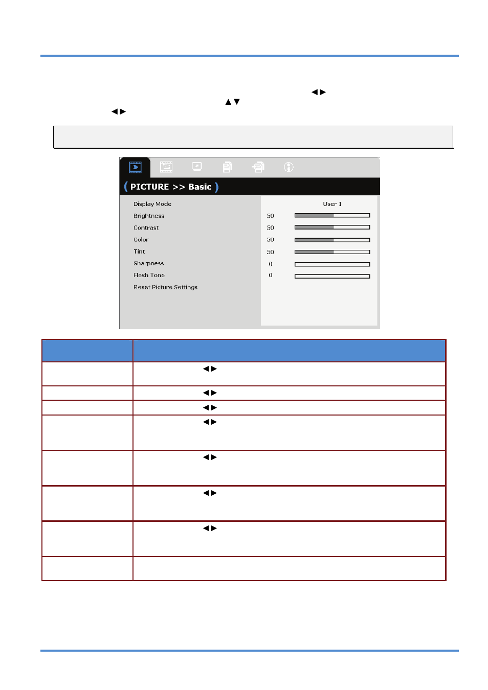 Picture>>basic menu | InFocus IN5318 User Manual | Page 29 / 61