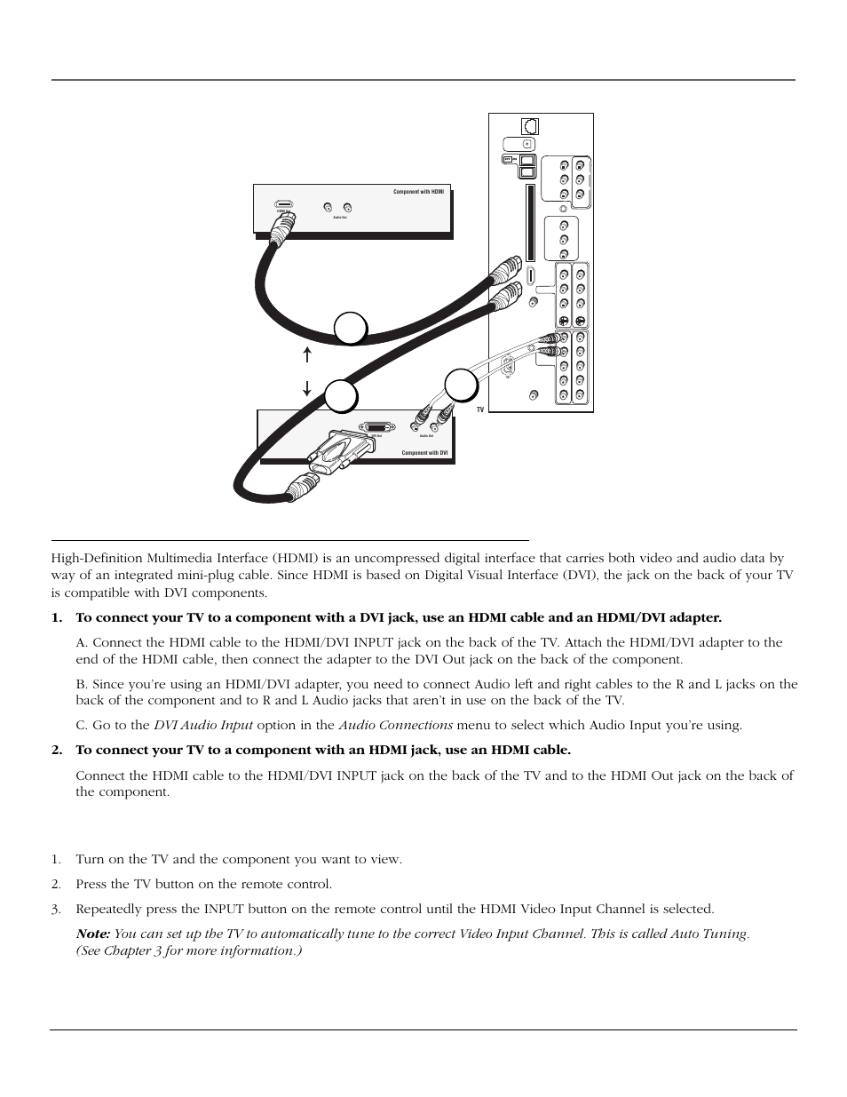 Connections & setup, How to connect: tv + component with dvi or hdmi, 1a 2 1b | Chapter 1 19, Viewing the component | InFocus 61md10 User Manual | Page 21 / 100