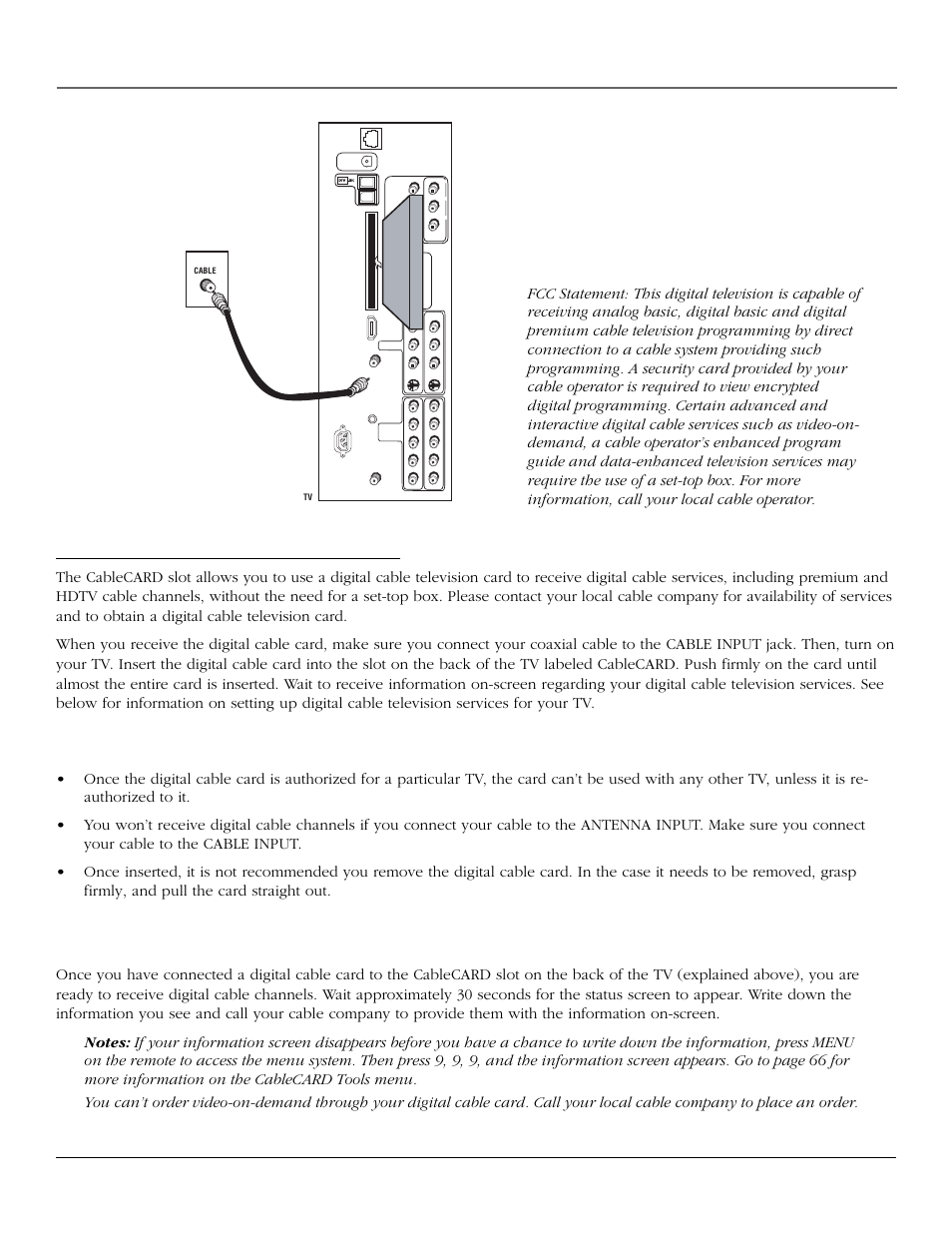 Connections & setup, How to connect: tv + cablecard, Setting up digital cable television service | 20 chapter 1, You should know, Digital cable card | InFocus 61md10 User Manual | Page 22 / 100