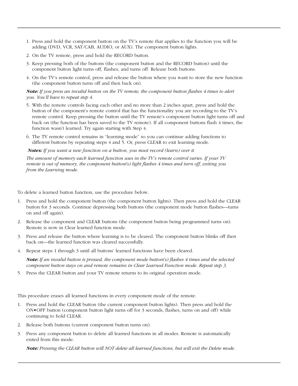 Using the remote control, Clearing a learned function, Deleting all learned functions | InFocus 61md10 User Manual | Page 35 / 100