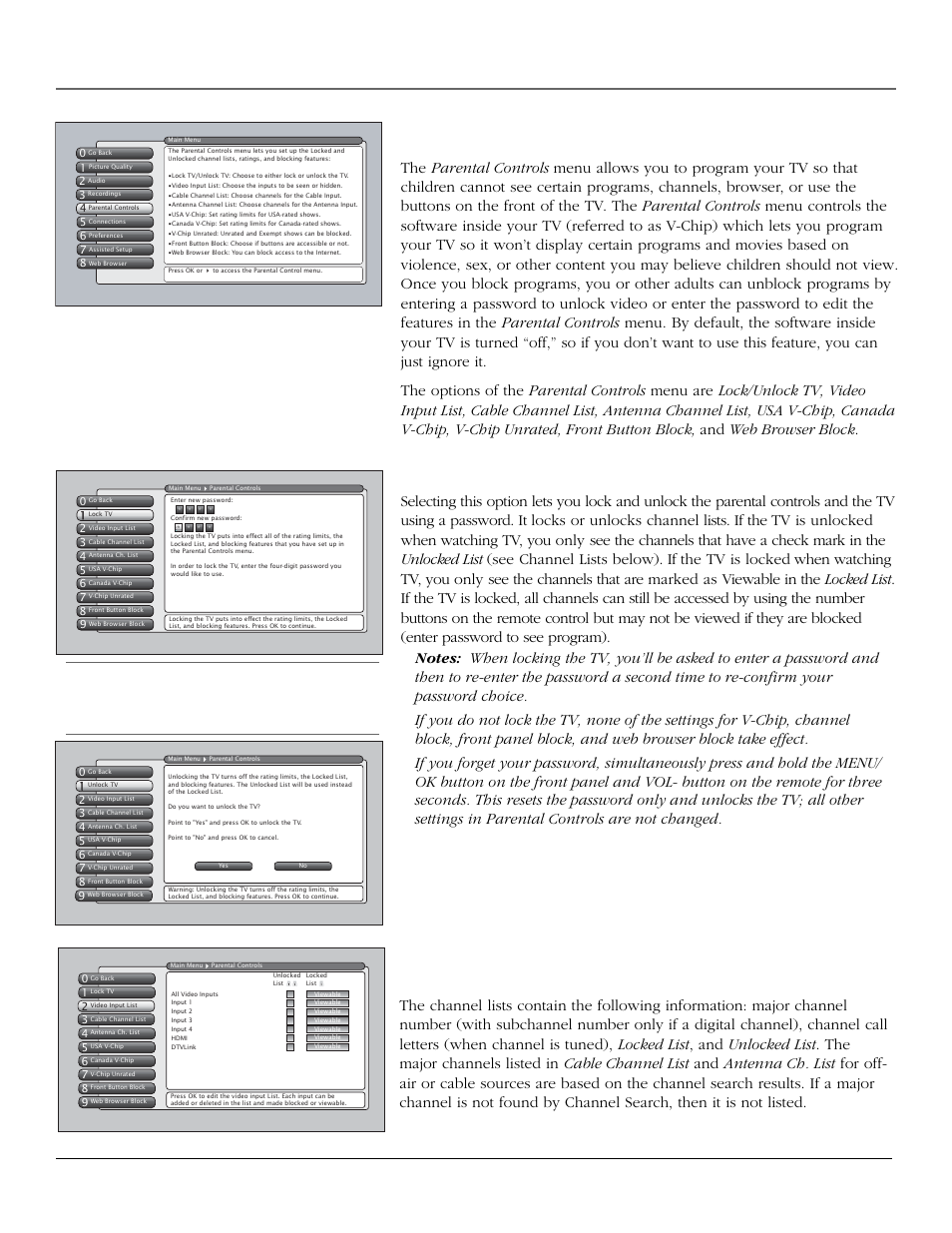 Using the tv’s features, Parental controls, Lock/unlock tv | 40 chapter 3 | InFocus 61md10 User Manual | Page 42 / 100