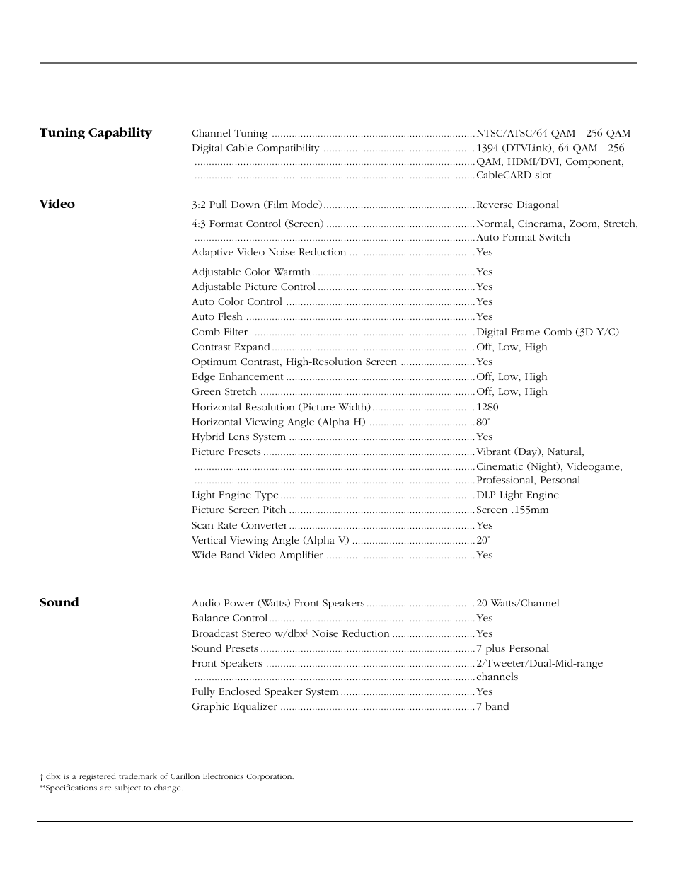 References, Hdtv specifications | InFocus 61md10 User Manual | Page 82 / 100