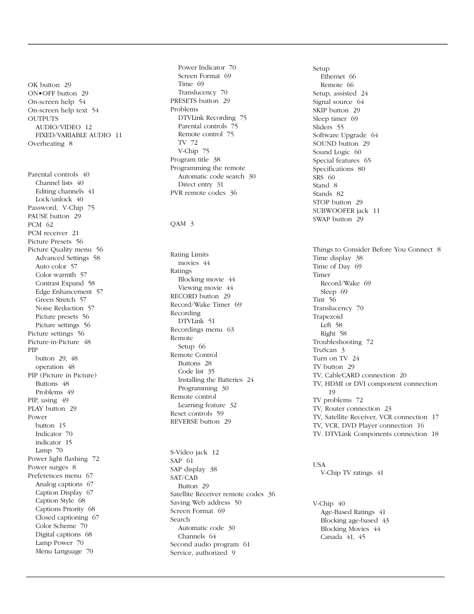 Index | InFocus 61md10 User Manual | Page 90 / 100