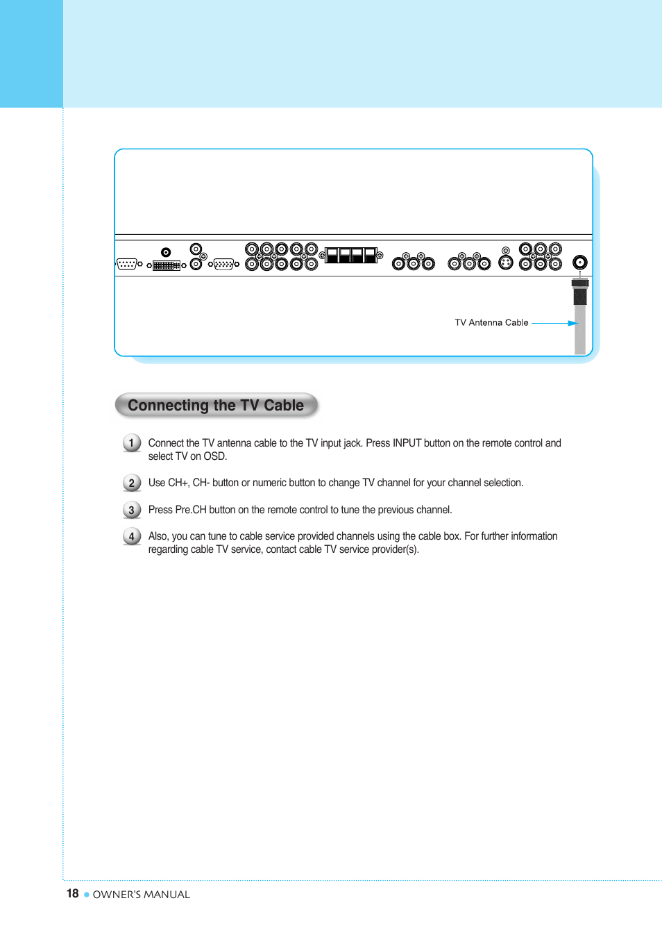 Connecting the tv cable | InFocus TD40 NTSC User Manual | Page 19 / 53