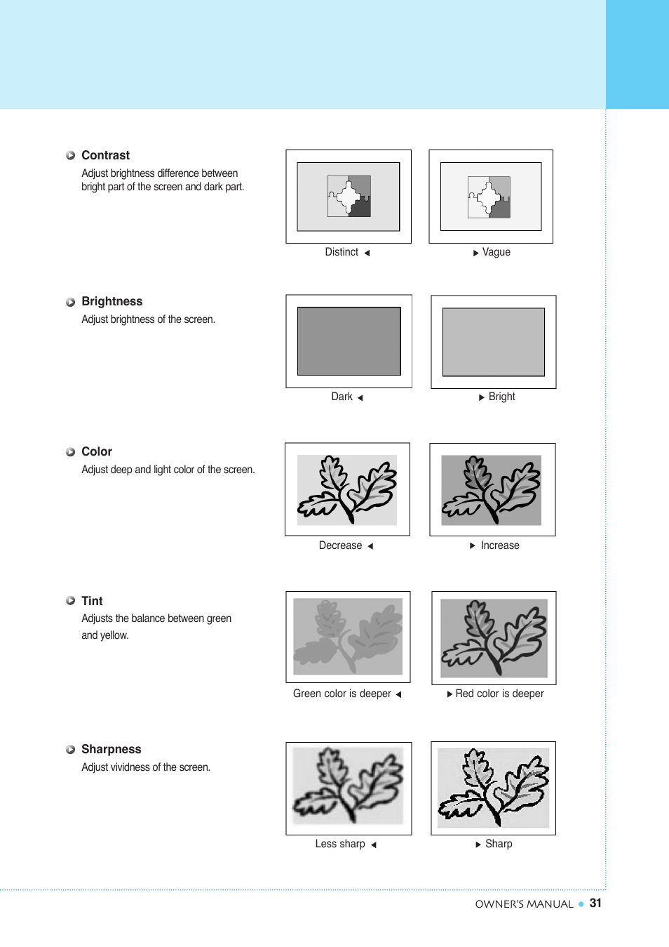 Setting the picture | InFocus TD40 NTSC User Manual | Page 32 / 53