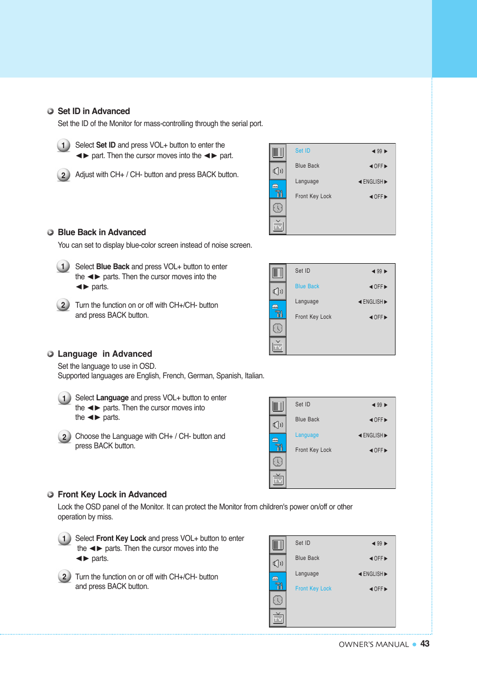 Setting the others | InFocus TD40 NTSC User Manual | Page 44 / 53