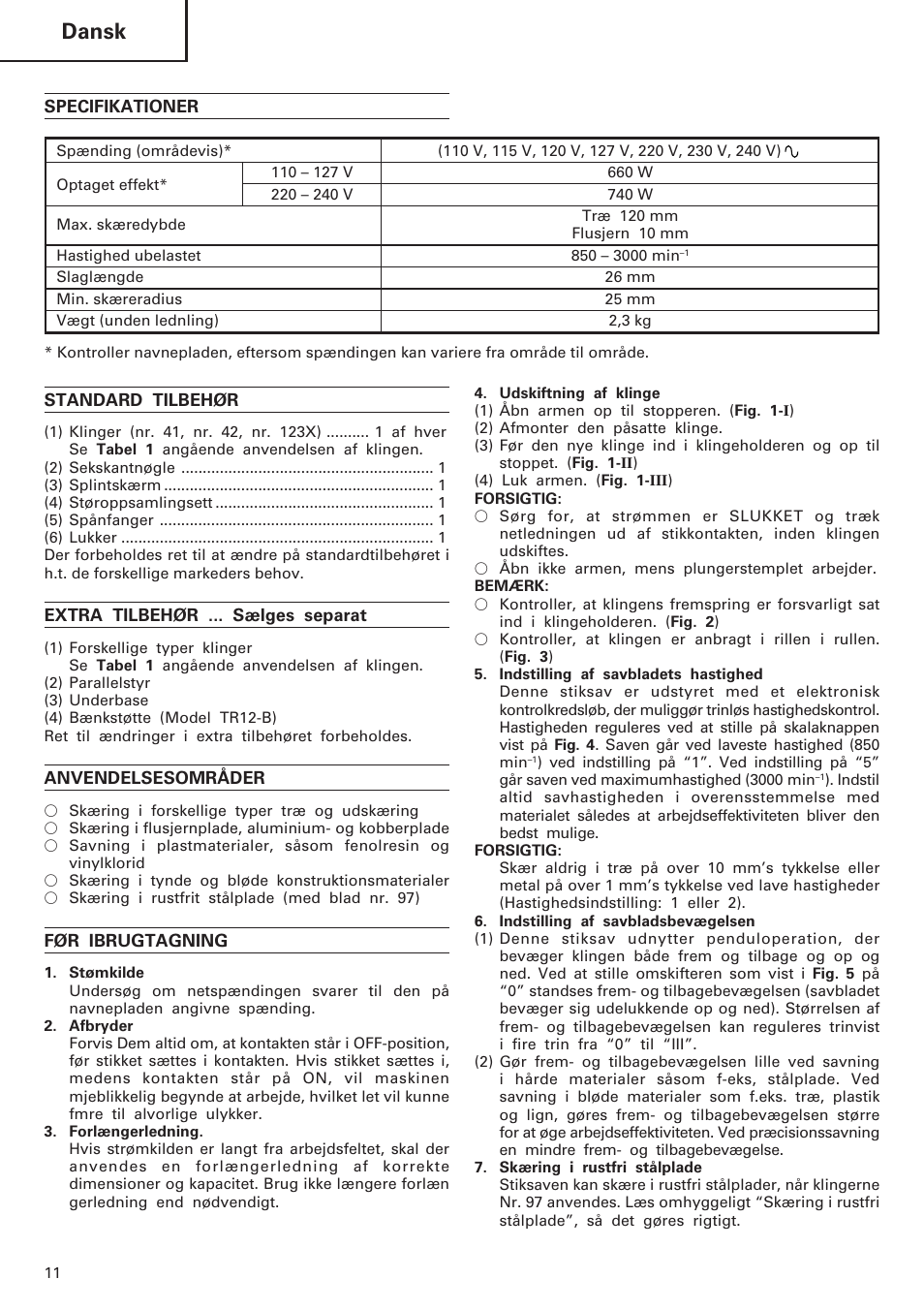 Dansk | InFocus CJ120VA User Manual | Page 12 / 34