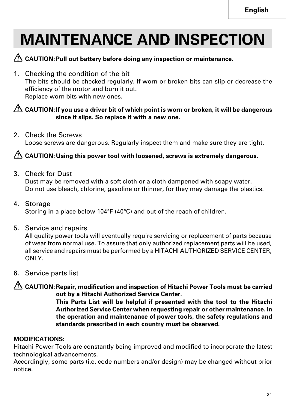 Maintenance and inspection | InFocus DS 14DVF User Manual | Page 21 / 68