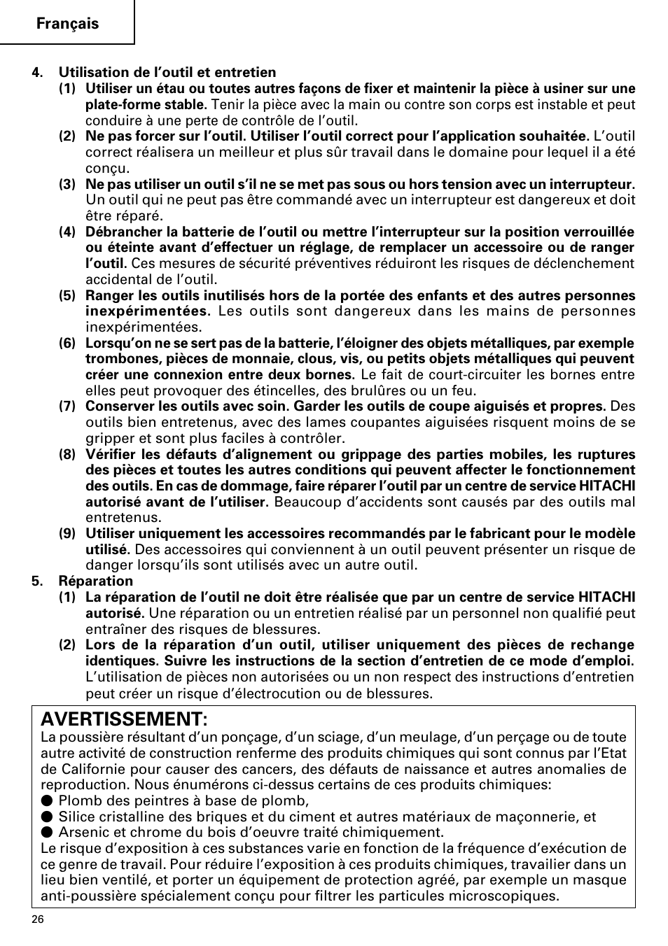 Avertissement | InFocus DS 14DVF User Manual | Page 26 / 68