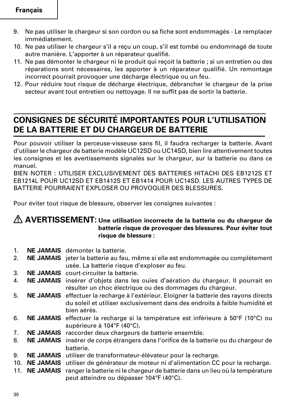 Avertissement | InFocus DS 14DVF User Manual | Page 30 / 68