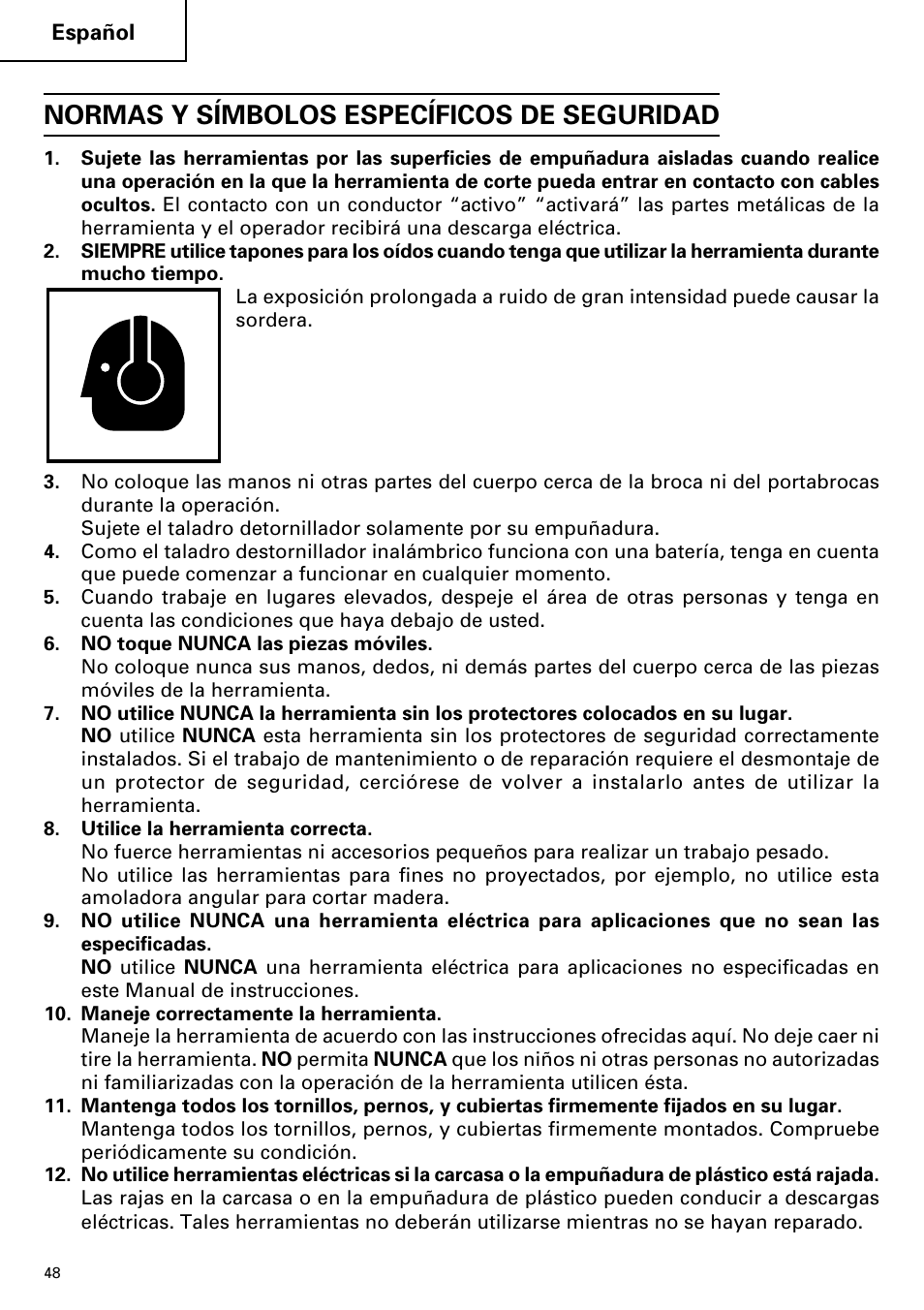 Normas y símbolos específicos de seguridad | InFocus DS 14DVF User Manual | Page 48 / 68