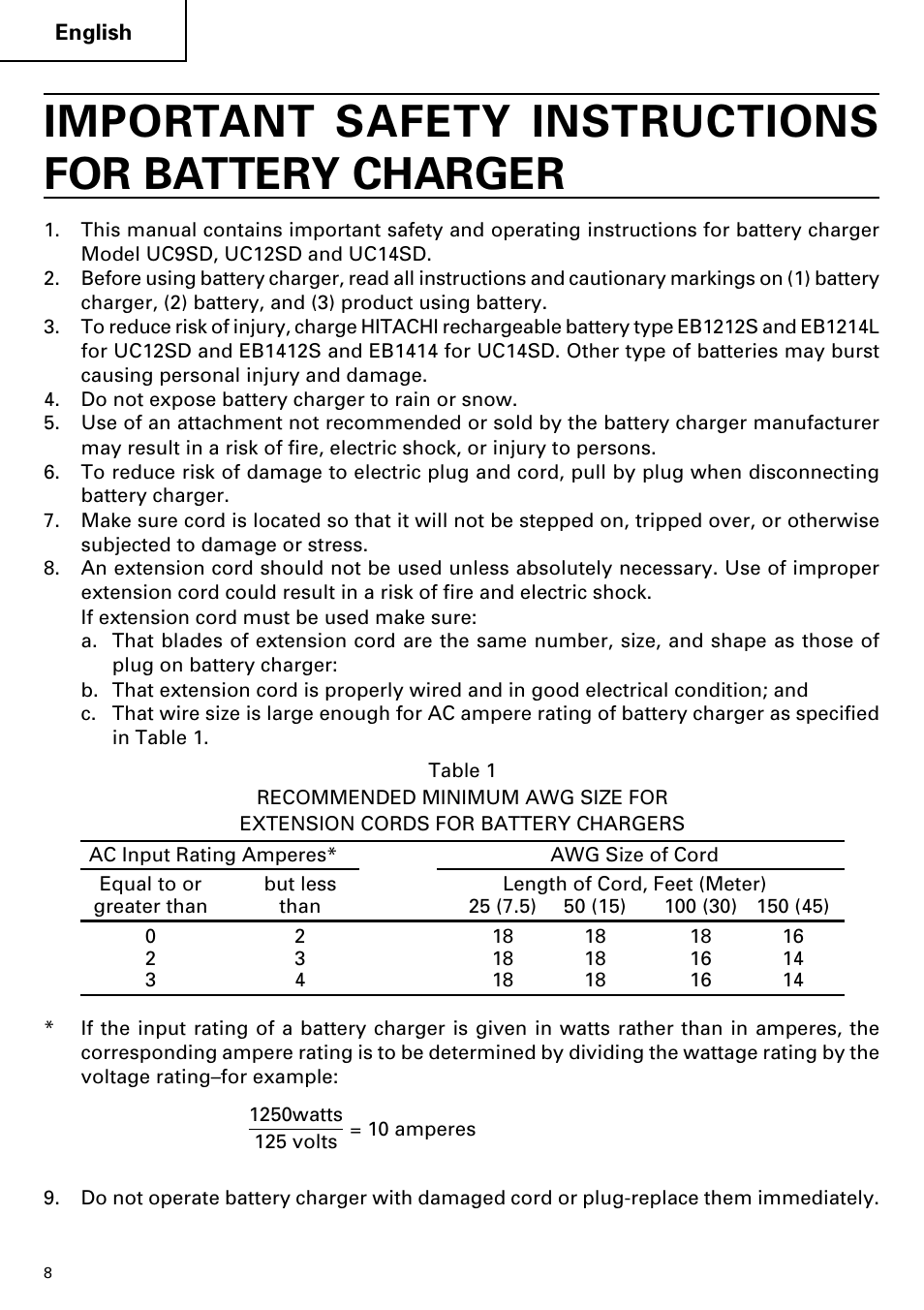 Important safety instructions for battery charger | InFocus DS 14DVF User Manual | Page 8 / 68