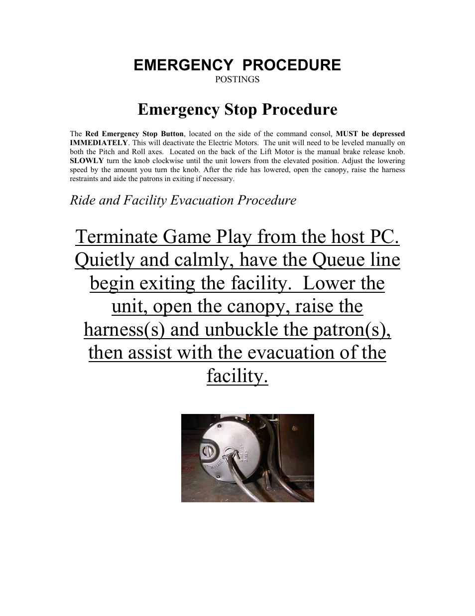 Emergency stop procedure, Emergency procedure | InFocus MaxFlight MT3000(B) User Manual | Page 20 / 121